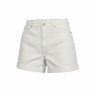 Cenza White Denim Shorts Womens Size 2 High Rise Cuffed Cotton Jean Shorts